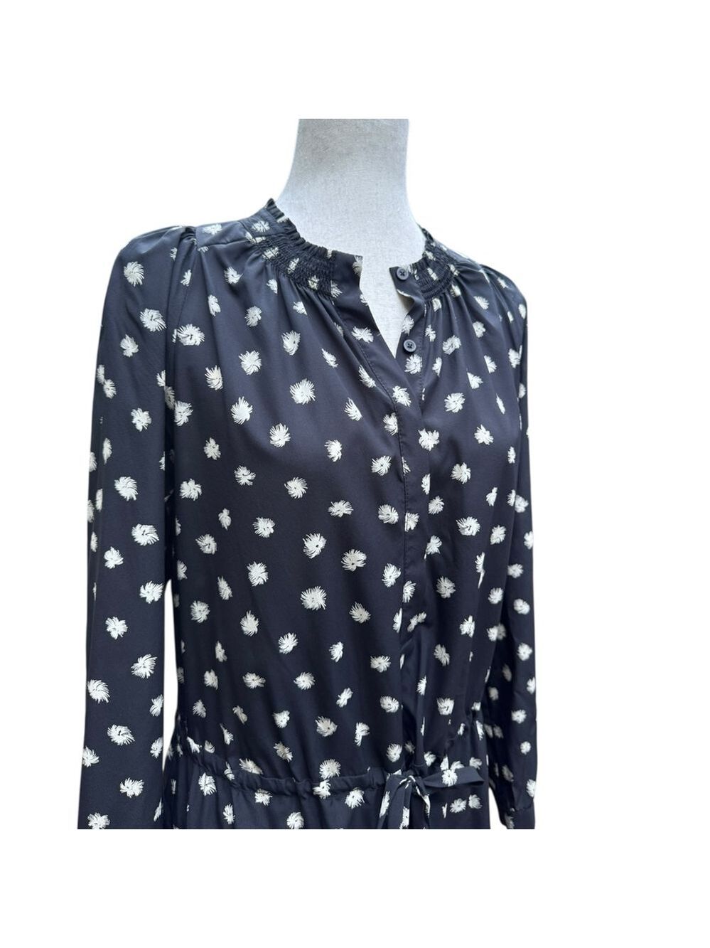 Rebecca Taylor Silk Floral Mini Dress Black White Ruffle Hem Belted Feminine 8 M - Picture 3 of 14